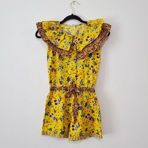 Disney Yellow Pattern Ruffled Cotton Mickey Mouse Romper Girls Size 8